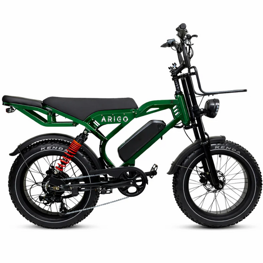 20 inch Elektrische Fatbike – Tweezitter, dikke sneeuwbanden, voor- & achtervering, 7SP