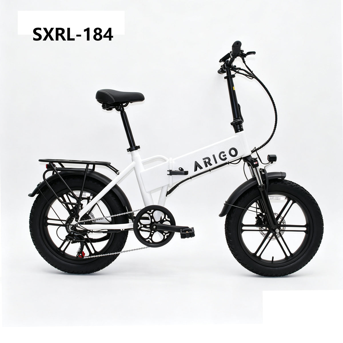 ARIGO SXRL-184 Electric Folding Fat Tire Bike – 20" 500W E-Bike with 48V 15Ah Battery, White One-Piece Cast Wheels & Shimano 7-Speed
