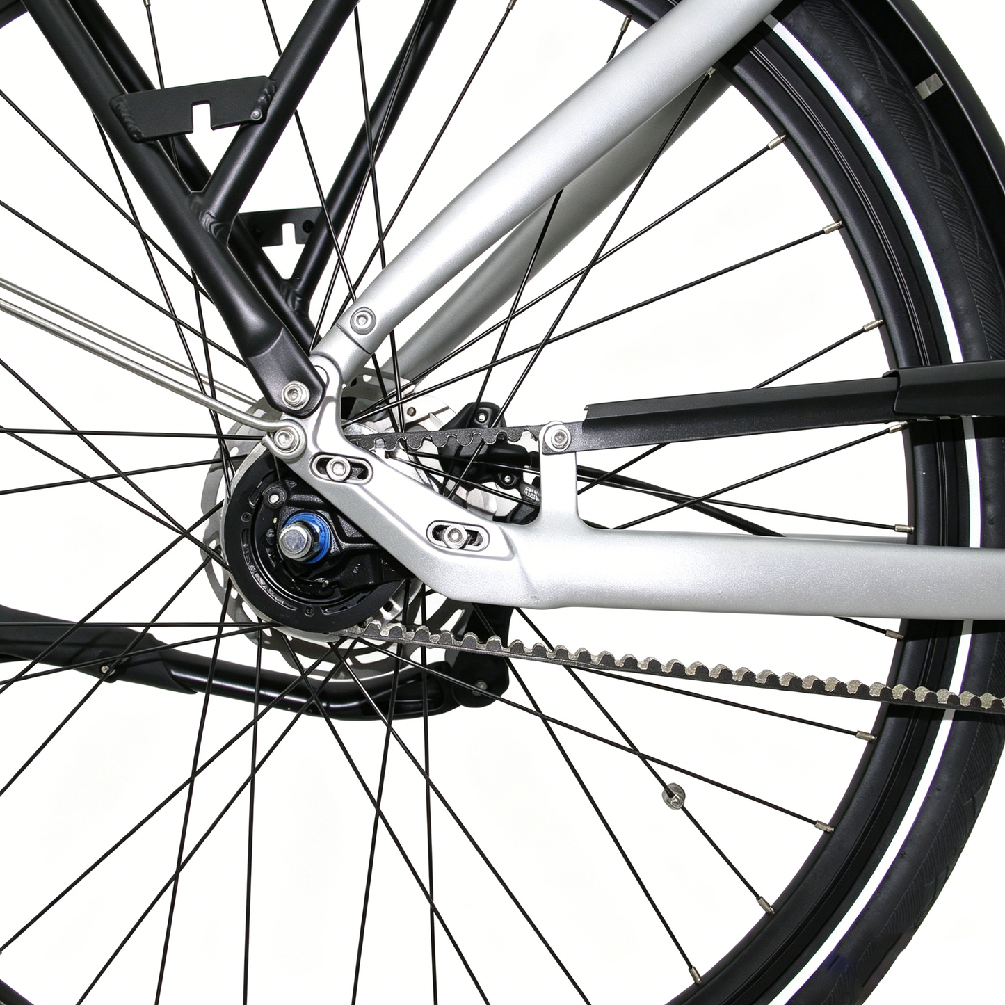 28" Women's Aluminum / Full Aluminum Front Suspension Fork, Hydraulic Disc Brake, Rubber Belt Drive, Bafang Mid-Drive Integrated Motor, Internal 7-Speed